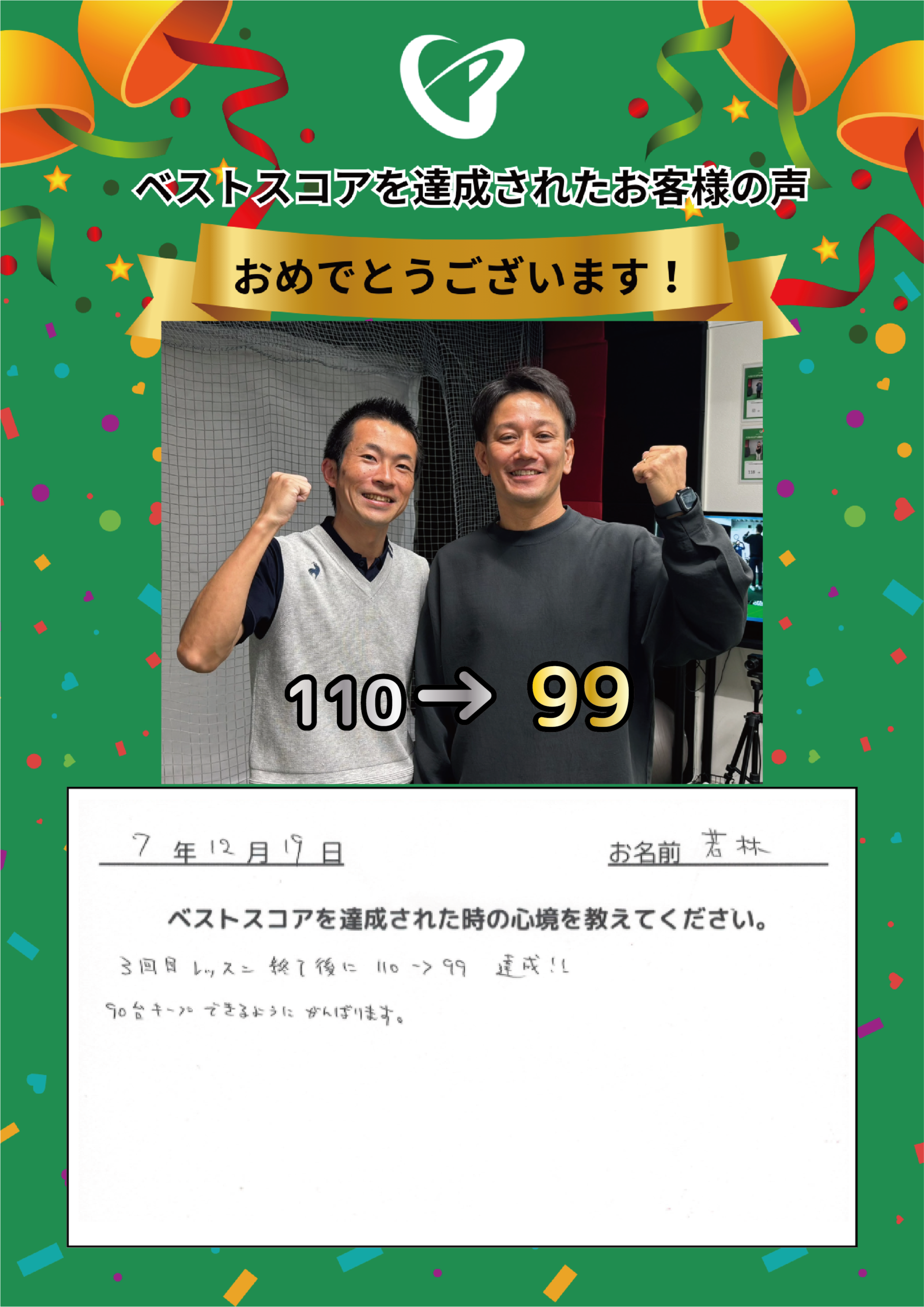 府中店　w.m.様 ベストスコアの声