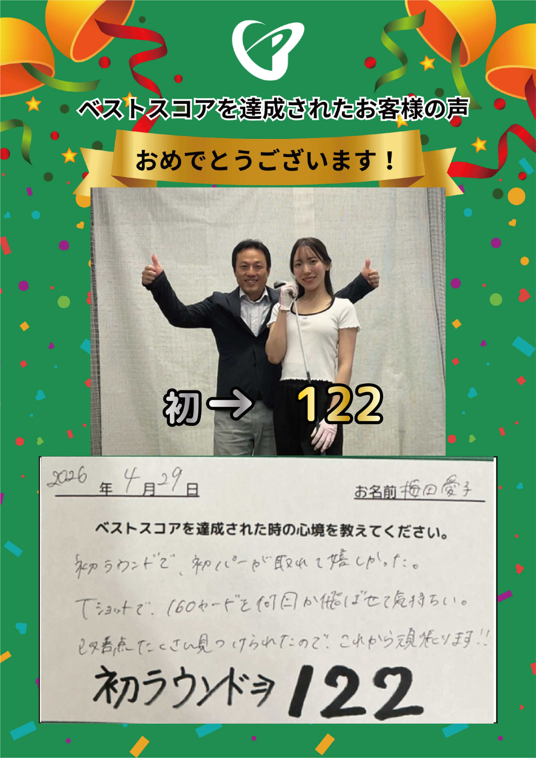 麻布店　u.a.様 ベストスコアの声