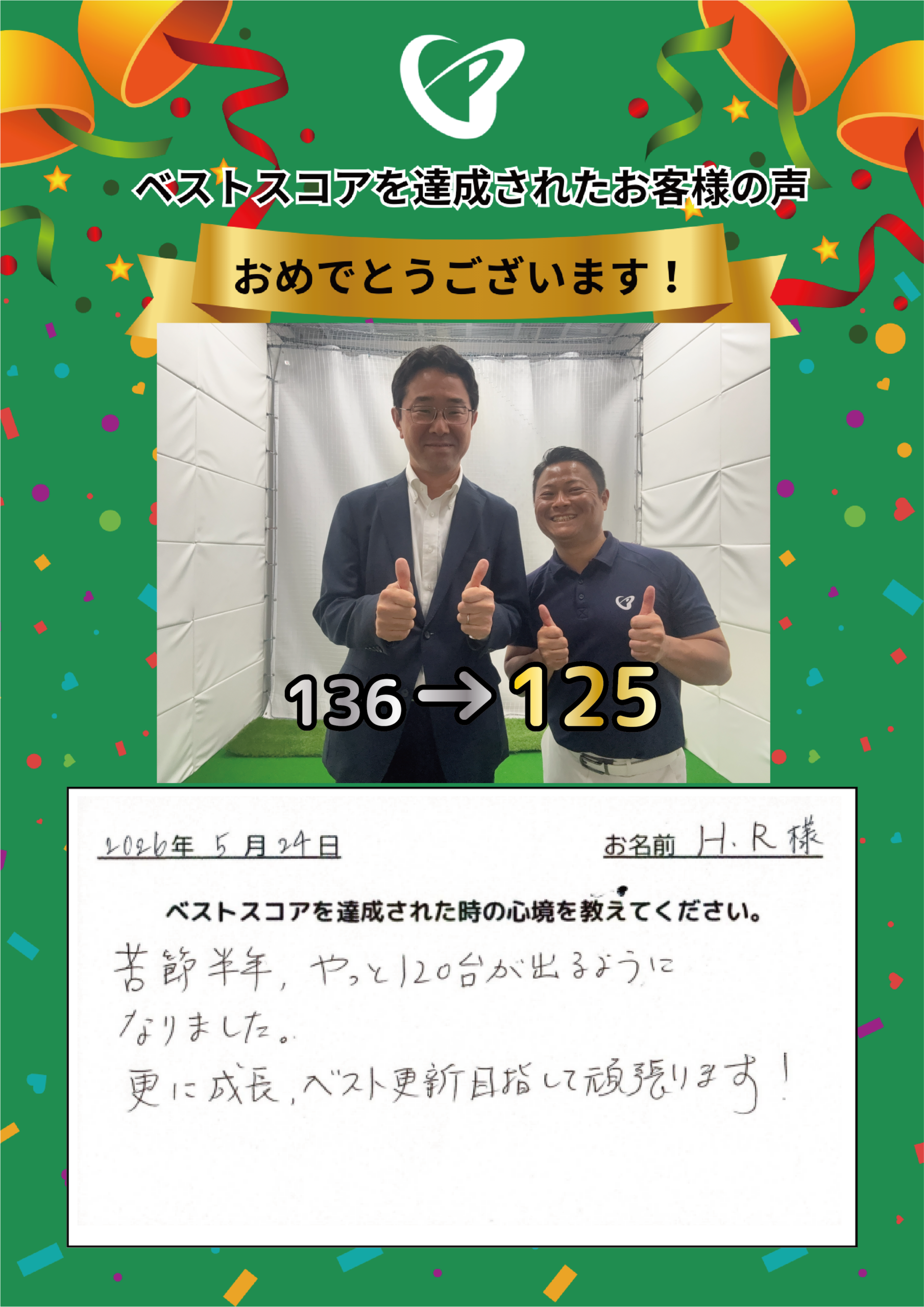 静岡店　h.r.様 ベストスコアの声